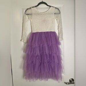 Child’s pageant dress cream lace/purple size 4/5